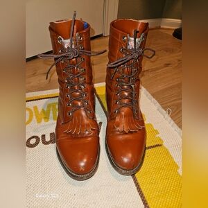 Justin Brown Leather Lace-Up Boots Mens/womans